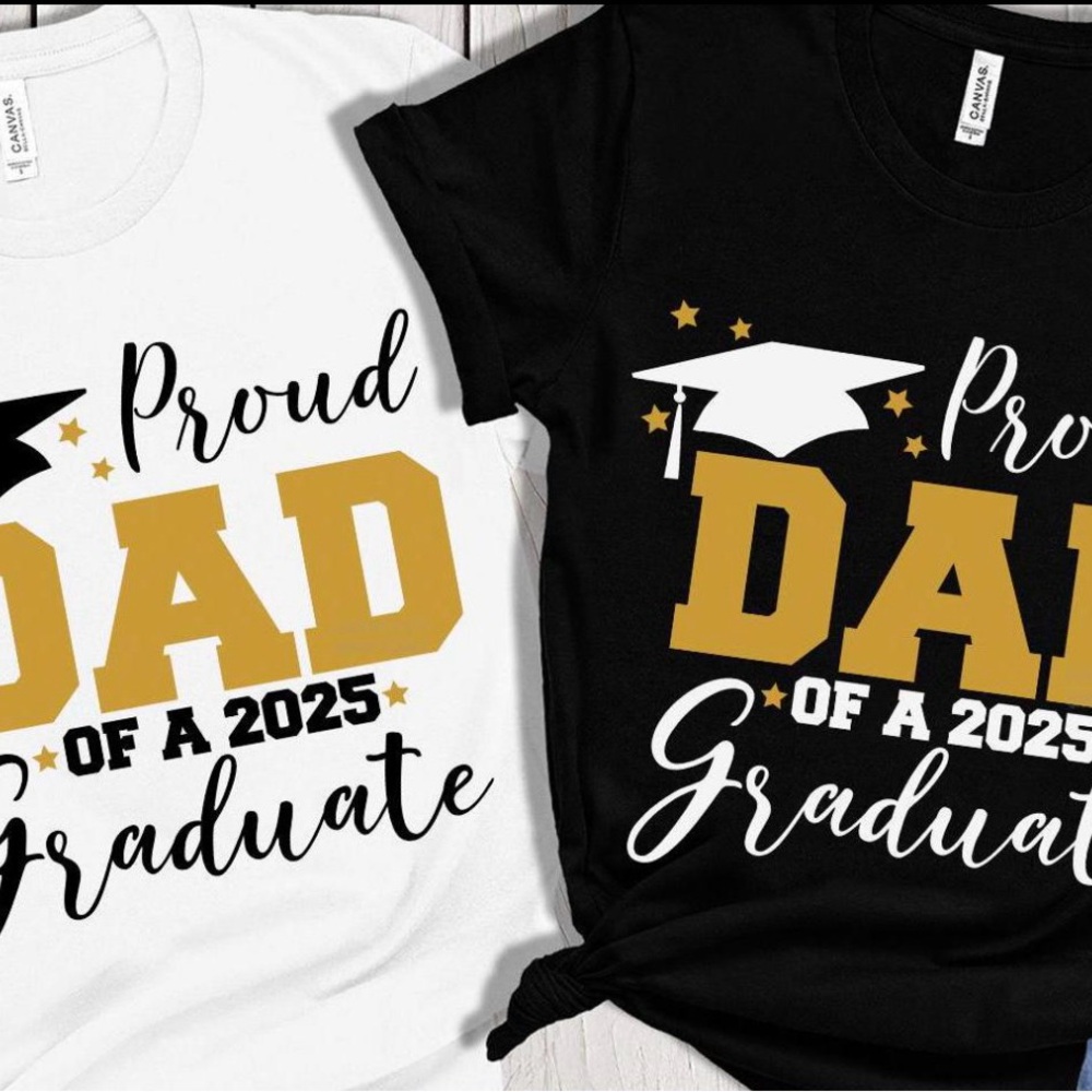 Proud Dad of a 2025 Graduate T-Shirt - Black & White